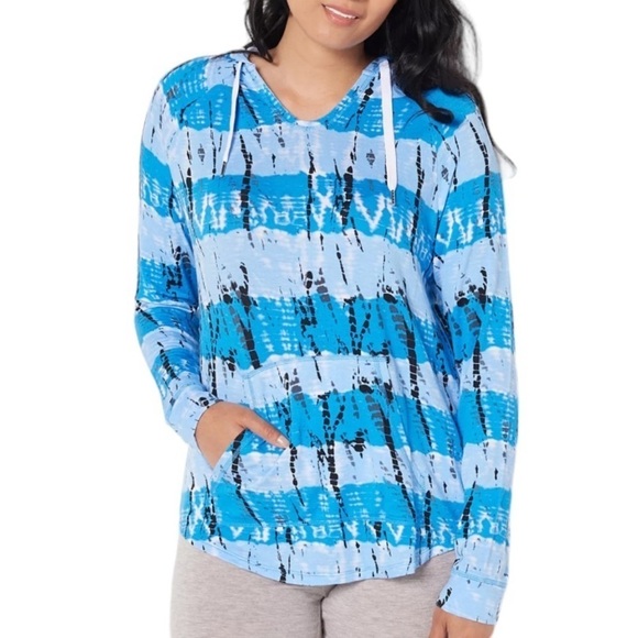 Koolaburra By UGG XS French Terry Slub Knit Long Sleeve Blue Tie Dye Sweater Y2 - Picture 1 of 6